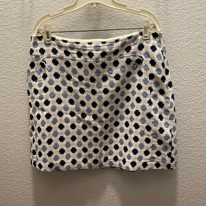 Boden mini skirt white with some blue and light blue colors. Size 12R